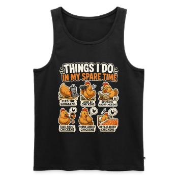 Passion Chickens Humor Farmer Retro - Men's Premium Organic Tank Top - black - Front - Michal (187cm)