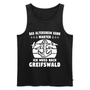 Greifswald Sprüche Greifswalder - Männer Premium Bio Tank Top - Schwarz - Vorne - Michal (187cm)