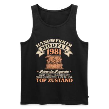 45. Geburtstag Handwerker Modell 1981 - Männer Premium Bio Tank Top - Schwarz - Vorne - Michal (187cm)