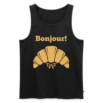Breakfast Bonjour Funny Brunch Coffee Pancake - Men's Premium Organic Tank Top - black - Front - Michal (187cm)