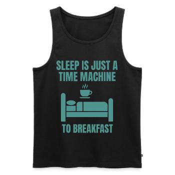 Le petit-déjeuner : le sommeil étrange n’est qu’une machine à voyager dans le temps - Débardeur bio Premium Homme - noir - Devant - Michal (187cm)