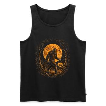 Halloween, Bigfoot, Moon, Pumpkin - Men's Premium Organic Tank Top - black - Front - Michal (187cm)
