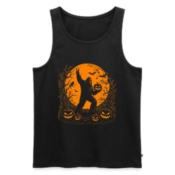 Halloween, Bigfoot, Mond, Kürbis - Männer Premium Bio Tank Top - Schwarz - Vorne - Michal (187cm)