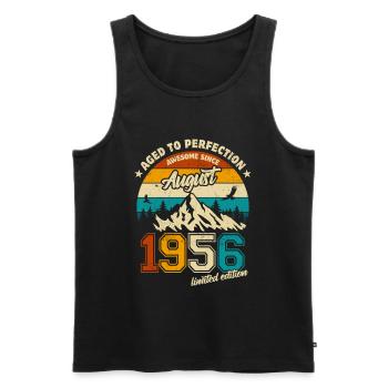 August 1956 | Aged to perfection | Birthday - Men's Premium Organic Tank Top - black - Front - Michal (187cm)