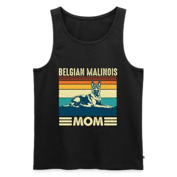 Maman malinois belge Maman du chien berger - Débardeur bio Premium Homme - noir - Devant - Michal (187cm)