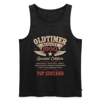 36. Geburtstag Geschenk Mann Oldtimer 1990 August - Männer Premium Bio Tank Top - Schwarz - Vorne - Michal (187cm)