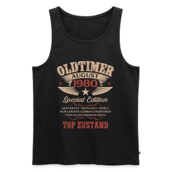 46. Geburtstag Geschenk Mann Oldtimer 1980 August - Männer Premium Bio Tank Top - Schwarz - Vorne - Michal (187cm)