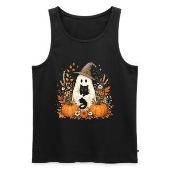 Halloween, Ghost, Black Cat - Men's Premium Organic Tank Top - black - Front - Michal (187cm)