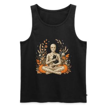 Halloween, Maman, Chat Noir - Débardeur bio Premium Homme - noir - Devant - Michal (187cm)