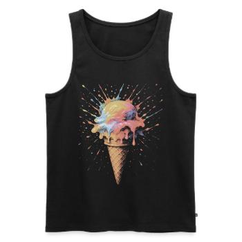 Cornet de Glace Multicolore Splash Ar - Débardeur bio Premium Homme - noir - Devant - Michal (187cm)