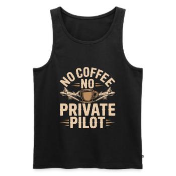 Pilote privé Pas de café Pas d’aviation Amoureux du café - Débardeur bio Premium Homme - noir - Devant - Michal (187cm)