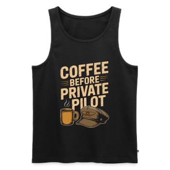 Un Café Pilote Privé Avant Un Amoureux du Café Aviation - Débardeur bio Premium Homme - noir - Devant - Michal (187cm)