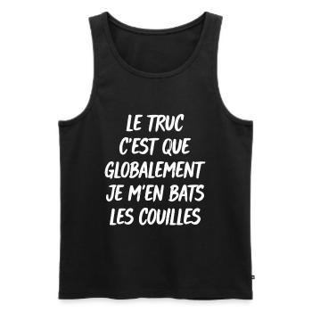 Cadeau humour personnalisé - Débardeur bio Premium Homme - noir - Devant - Michal (187cm)