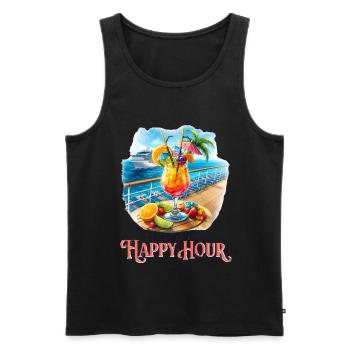 En se déplaçant vers l’happy hour - Débardeur bio Premium Homme - noir - Devant - Michal (187cm)