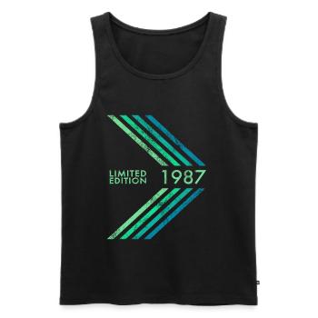 Édition limitée 1987 Anniversaire masculin féminin - Débardeur bio Premium Homme - noir - Devant - Michal (187cm)