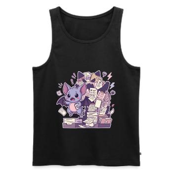 Une chauve-souris mignonne et une montagne de paperasse - Débardeur bio Premium Homme - noir - Devant - Michal (187cm)