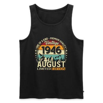 80th Birthday Gift Husband Original 1946 August - Men's Premium Organic Tank Top - black - Front - Michal (187cm)