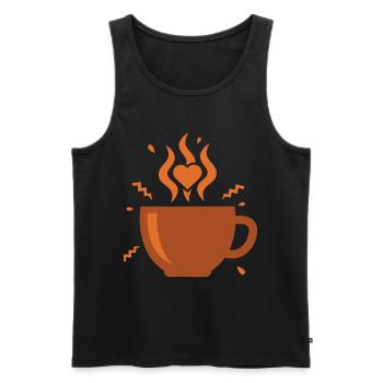 Petit-déjeuner, brunch drôle, café, deuxième petit-déjeuner - Débardeur bio Premium Homme - noir - Devant - Michal (187cm)