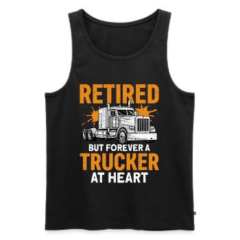 Retired But Forever A Trucker At Heart - Männer Premium Bio Tank Top - Schwarz - Vorne - Michal (187cm)
