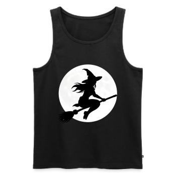 Cadeau du costume d’Halloween de la Sorcière Balai-Sorcière - Débardeur bio Premium Homme - noir - Devant - Michal (187cm)
