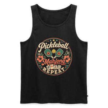 Pickleball Mahjong Passion Joueur Vintage - Débardeur bio Premium Homme - noir - Devant - Michal (187cm)