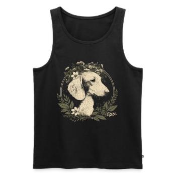Couronne de fleurs de chien viennoise de teckel - Débardeur bio Premium Homme - noir - Devant - Michal (187cm)