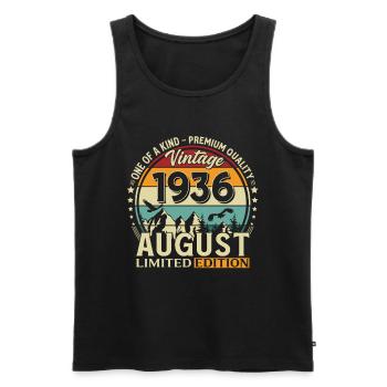 90th Birthday Gift Husband Original 1936 August - Men's Premium Organic Tank Top - black - Front - Michal (187cm)