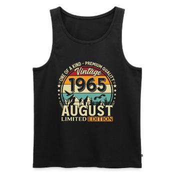 61st Birthday Gift Husband Original 1965 August - Men's Premium Organic Tank Top - black - Front - Michal (187cm)