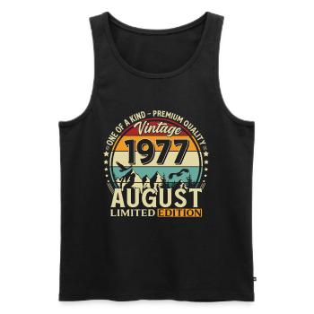 49th Birthday Gift Husband Original 1977 August - Men's Premium Organic Tank Top - black - Front - Michal (187cm)
