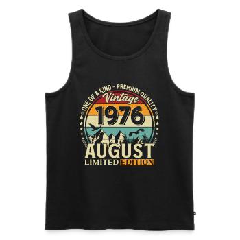 50th Birthday Gift Husband Original 1976 August - Men's Premium Organic Tank Top - black - Front - Michal (187cm)