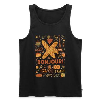 Breakfast Bonjour Paris France Brunch Coffee Food - Men's Premium Organic Tank Top - black - Front - Michal (187cm)