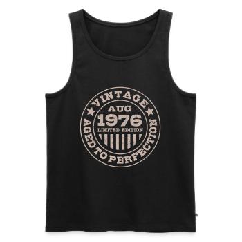 Vintage August 1976 Limited Edition Circle - Men's Premium Organic Tank Top - black - Front - Michal (187cm)