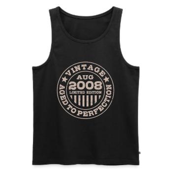 Vintage August 2008 Limited Edition Circle - Men's Premium Organic Tank Top - black - Front - Michal (187cm)