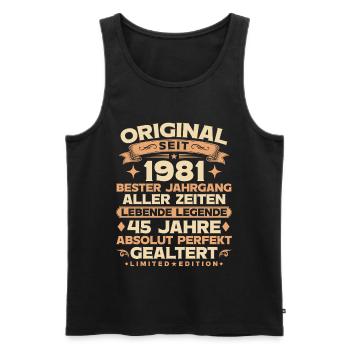 Original 1981 Jahrgang Legende 45. Geburtstag - Männer Premium Bio Tank Top - Schwarz - Vorne - Michal (187cm)