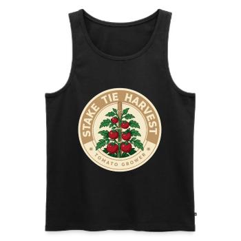 Motif de la récolte des plants de tomates dans le style vintage - Débardeur bio Premium Homme - noir - Devant - Michal (187cm)