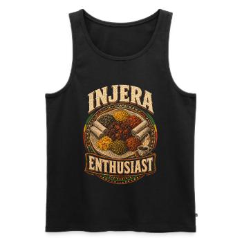 Éthiopie, Injera éthiopien Passionné - Débardeur bio Premium Homme - noir - Devant - Michal (187cm)