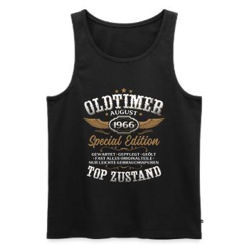 60. Geburtstag Geschenk Mann Oldtimer August 1966 - Männer Premium Bio Tank Top - Schwarz - Vorne - Michal (187cm)