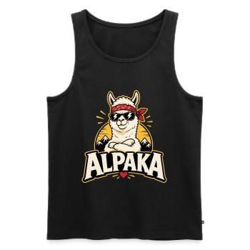 Alpaka Cool Sonnenbrille Lustiges Motiv - Männer Premium Bio Tank Top - Schwarz - Vorne - Michal (187cm)