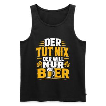 Der tut nix der will nur Bier - Männer Premium Bio Tank Top - Schwarz - Vorne - Michal (187cm)
