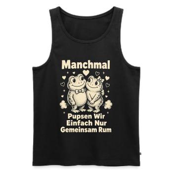 Lustiger Spruch Für Pärchen Furzen Pupsen Rum - Männer Premium Bio Tank Top - Schwarz - Vorne - Michal (187cm)