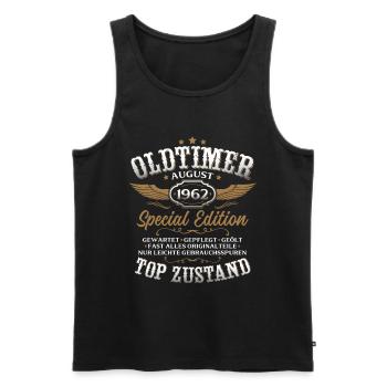 64. Geburtstag Geschenk Mann Oldtimer August 1962 - Männer Premium Bio Tank Top - Schwarz - Vorne - Michal (187cm)