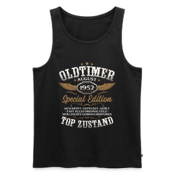 74. Geburtstag Geschenk Mann Oldtimer August 1952 - Männer Premium Bio Tank Top - Schwarz - Vorne - Michal (187cm)