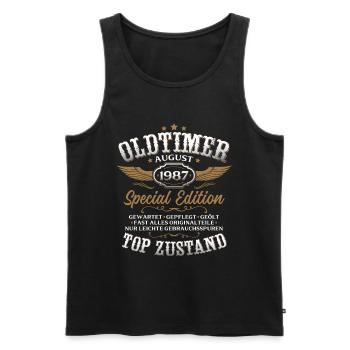 39. Geburtstag Geschenk Mann Oldtimer August 1987 - Männer Premium Bio Tank Top - Schwarz - Vorne - Michal (187cm)