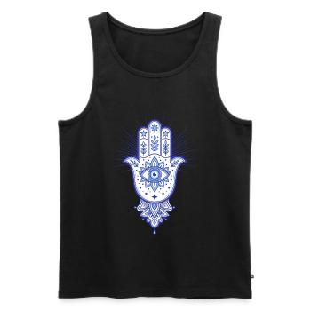 Spiritualité Géométrie Sacrée Fleur de Lotus Zen - Débardeur bio Premium Homme - noir - Devant - Michal (187cm)