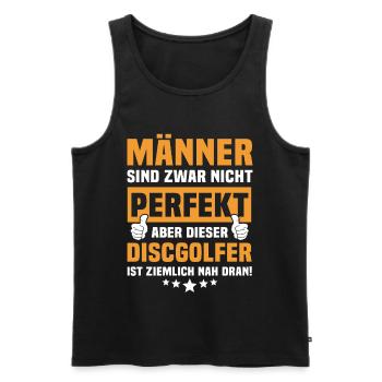 Lustige Discgolfer Sprüche - Männer Premium Bio Tank Top - Schwarz - Vorne - Michal (187cm)