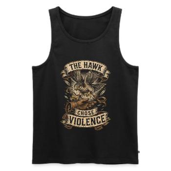 Falknerei Falkner The Hawk Chose Violence - Men's Premium Organic Tank Top - black - Front - Michal (187cm)