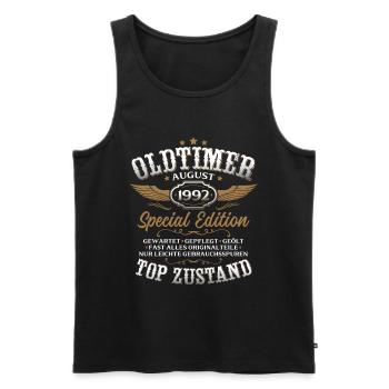 34. Geburtstag Geschenk Mann Oldtimer August 1992 - Männer Premium Bio Tank Top - Schwarz - Vorne - Michal (187cm)