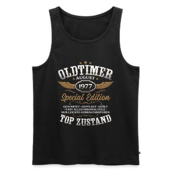 49. Geburtstag Geschenk Mann Oldtimer August 1977 - Männer Premium Bio Tank Top - Schwarz - Vorne - Michal (187cm)