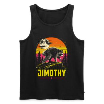 Vintage Waschbär Jimothy Vollmondsonnenuntergang - Männer Premium Bio Tank Top - Schwarz - Vorne - Michal (187cm)