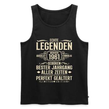 Jahrgang 1961 Geburtstag Absolut Einmalig - Männer Premium Bio Tank Top - Schwarz - Vorne - Michal (187cm)